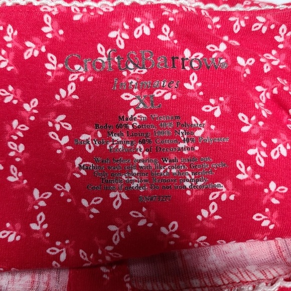 Croft & Barrow Intimates XL Long Sleeve Red/White Night Gown - Picture 2 of 5